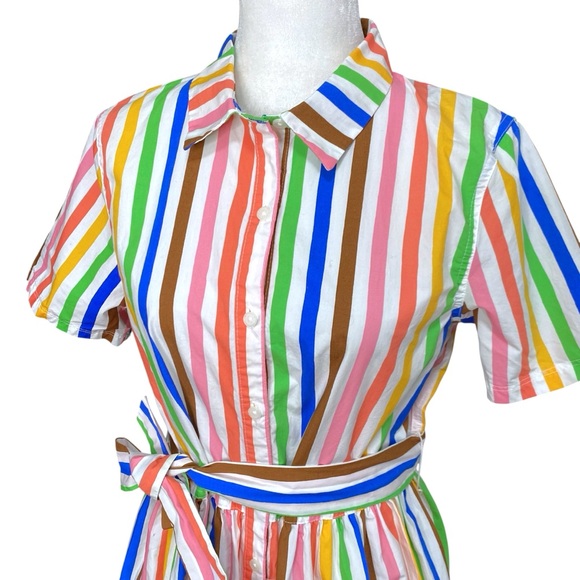 Target Pride Button-Front Tie Waist Maxi Shirtdress Rainbow Stripe Dress Sz S - Picture 6 of 12